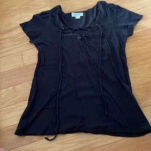 Velvet t shirt with tie. XS